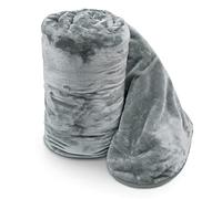 Ashley Mills Soft Luxury Faux Velvet Fur Mink Throw Over Sofa Bed Blanket Silver Smoke Grey Double 150x200cms