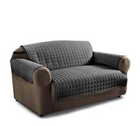 Ashley Mills Water-Repellent Armchair Covers, Washable Recliner Chair Cover with Elasticated Straps, Quilted Reversible Armchair Slipcovers for Pets and Kids (Charcoal Grey)