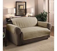 Ashley Mills Water-Repellent Sofa Cover 3 Seater, Quilted Reversible Furniture Slipcovers with Elasticated Straps, Washable Non-Slip Sofa Protectors from Pets and Kids (Beige)