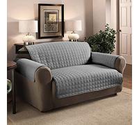 Ashley Mills Water-Repellent Sofa Cover 3 Seater, Quilted Reversible Furniture Slipcovers with Elasticated Straps, Washable Non-Slip Sofa Protectors from Pets and Kids (Silver Grey)