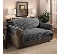 Ashley Mills Water-Repellent Sofa Cover 3 Seater, Quilted Reversible Furniture Slipcovers with Elasticated Straps, Washable Non-Slip Sofa Protectors from Pets and Kids (Charcoal Grey)