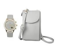 Ashley Princess Women's Easy Reader Colorful Watch Matching with Perfect Colorful Wallet which Holds Smartphone, Credit Cards, Cash & Change Organized - ST10385, St10385-grey