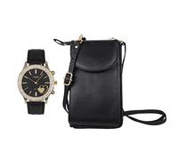 Ashley Princess Women's Easy Reader Colorful Watch Matching with Perfect Colorful Wallet which Holds Smartphone, Credit Cards, Cash & Change Organized - ST10385, St10385-black, Durable