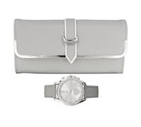 Ashley Princess Women's Easy Reader Colorful Watch Matching with Perfect Colorful Wallet which Holds Smartphone, Credit Cards, Cash & Change Organized - ST10038, ST10038 Grey, Classic