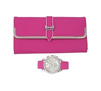 Ashley Princess Women's Easy Reader Colorful Watch Matching with Perfect Colorful Wallet which Holds Smartphone, Credit Cards,ST10038, ST10038 Pink