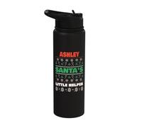 Ashley Santa's Little Helper Funny Ashley Christmas Name Stainless Steel Insulated Water Bottle