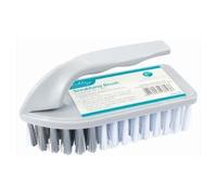 Ashley Scrubbing Brush with Handle - 14cm - White - 1x Outdoor Bathroom Shower Floor Tile Carpet Cleaning Stiff Bristle Hand Scrubber
