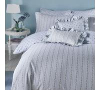 Ashley Wilde Cath Kidston Ticking Stripe Blue Striped 100% Cotton Duvet Cover Set (King Size Duvet Cover Set 230cm x 220cm)