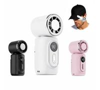 Ashloter Clip on Hat Fan, Mini Portable Clip Fan with Cooling Plate, Rechargeable Small Handheld Fan, 3000mAh Battery, 5-Speed Quiet USB Desk Fan for Umbrella, Travel, Stroller, Office(White)