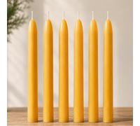 Ashlux 100% Pure Beeswax Taper Candles 6 Pack - 8 Hour Burn Time, Unscented & Smokeless - Perfect for Dinner Table, Cosy Home Ambience & Special Occasions