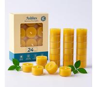 Ashlux Beeswax Tea Lights, Pack of 24, 100% Natural Yellow Beeswax, 6 Hour Burn Time, Transparent Acrylic Holder, for Christmas Wedding Party Home Decor