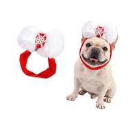 ASHLUYAK Slip-on Pet Headband for Christmas Photos and Holiday, Red | Snowflake-Accented Plush Detail, Looped Elastic Strap, Christmas Costume Headpiece for Cats and Dogs At Party