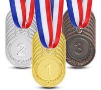 Ashmacdo 12 Pcs 1st 2nd 3rd Place Medals for Awards,Metal Award Medals for Kids and Adults Gold Silver Bronze Medals with Neck Ribbon for Sports Competitions Party,2 Inches