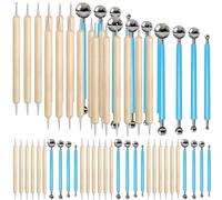 Ashmacdo 6 Sets Dot Painting Tools 60 Pcs Mandala Dotting Tools Clay Pottery Modeling Tools Metal Embossing Tools Ball End Dot Art Tools for Rock Painting,Mandalas Clay Pottery Art Rock