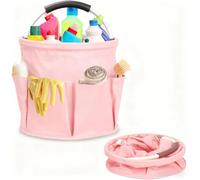 Ashmacdo Cleaning Caddy for Cleaning Supplies,17L Cleaning Supply Caddy with Handle Foldable Cleaning Supplies Organizer Bucket Cleaning Products Organizers for Home, Garden (Light Pink)