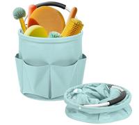 Ashmacdo Cleaning Caddy for Cleaning Supplies,17L Cleaning Supply Caddy with Handle Foldable Cleaning Supplies Organizer Bucket Cleaning Products Organizers for Home, Garden (Light Blue)