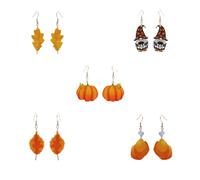ASHMITA 5 Pairs Acrylic Fall Thanksgiving Earrings Set for Women Wooden Pumpkin Maple Leaf Shaped Coffee Mugs Thanksgiving Day Fun Drop Dangle Thanksgiving earrings Holiday Jewelry, Acrylic, No