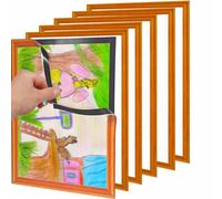 Ashoaza A4 Magnetic Photo Frames, Self Adhesive Magnetic Picture Frame, Magnetic A4 Paper Display Frame Magnetic Poster Frame for Photos, Paintings, Ads, Notices, Poster, Certificate, 6Pcs