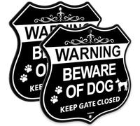 Ashoaza Beware of the Dogs Sign Outdoor Gate, Warning Aluminum Beware of the Dog, Please Close the Gate Sign Dog, Can Be Use for Private Property Signs Outdoor, 20x20 CM (2 Pack)