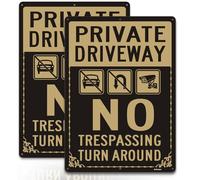 Ashoaza Private Property Signs, Aluminum Private Drive No Trespassing Sign, Private Road Do Not Enter Sign Reflective, UV Protected and Weatherproof, Easy to Mount, 14'' x 10''(2 Pack)