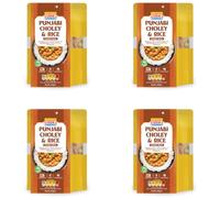 Ashoka Punjabi Choley & Rice Combo Ready Meal (Pack of 4) - Authentic Indian Spiced Chickpea Curry with Basmati Rice Microwable Dinner for one