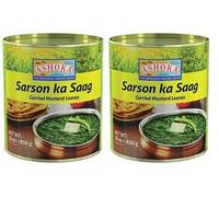 Ashoka Ready to Eat Meal Sarson ka Saag 850g Tin | Authentic Punjabi Mustard Greens Curry | Traditional Indian Vegetarian Cuisine | No Added Preservatives (Pack of 2)