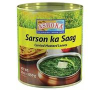 Ashoka Ready to Eat Meal Sarson ka Saag 850g Tin | Authentic Punjabi Mustard Greens Curry | Traditional Indian Vegetarian Cuisine | No Added Preservatives (Pack of 1)