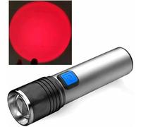 Ashopfun 670nM USB Deep Red Light LED Flashlight Against Deteriorating Eyesight Torch,Portable Handheld Red-Light for Fishing,Water Resistant