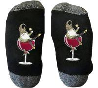 Ashopfun Gnome Wine Glass Unisex Crew Socks,Personalized Wine Glass Socks,Funny Cotton Christmas Socks,Funny Novelty Crazy Christmas Crew Socks for Men Women (Grey Black)