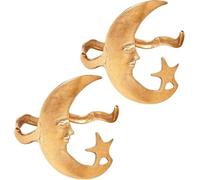 Ashopfun Moon And Star Cuff - Where Celestial Magic Meets Earthly Craft,Star And Moon Pattern Open Bracelet,Gold Silver Sun Mo-on Crescent Cuff Bracelets Adjustable Bracelet,Armband Jewelry (Gold*2)