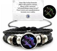 Ashopfun Zodiac Signs Spirit Bracelet,Handmade Woven Multilayer Adjustable 12 Constellation Zodiac PU Leather Bracelets Unisex,Glow in the Dark Zodiac Jewelry Gifts For Women Men (Sagittarius)