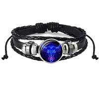 Ashopfun Zodiac Signs Spirit Bracelet,Handmade Woven Multilayer Adjustable 12 Constellation Zodiac PU Leather Bracelets Unisex,Glow in the Dark Zodia c Jewelry Gifts For Women Men (Taurus)