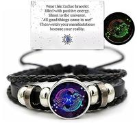 Ashopfun Zodiac Signs Spirit Bracelet,Handmade Woven Multilayer Adjustable 12 Constellation Zodiac PU Leather Bracelets Unisex,Glow in the Dark Zodiac Jewelry Gifts For Women Men (Pisces)