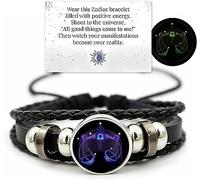 Ashopfun Zodiac Signs Spirit Bracelet,Handmade Woven Multilayer Adjustable 12 Constellation Zodiac PU Leather Bracelets Unisex,Glow in the Dark Zodiac Jewelry Gifts For Women Men (Libra)