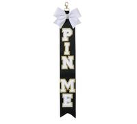 Ashpin Commerce Cheer Pins Set, Cheerleader Bag with 'CHEER PINS' lettering, 'PIN ME' Ribbon for Backpack, Clip peg holder, Black, White, Gold, Multi