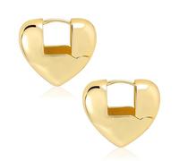 ASH'S CHOICE 14K Goldplated Small Heart Hoop Earrings - Lightweight, Wide Thick Chunky Gold Hoop Earrings for Women