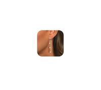 ASH'S CHOICE 925 Sterling Silver Drop Earrings for Women, 14k Gold Plated Small Huggies Hoop Earrings with Drop Teardrop Zirconia Chains Tassel Dangle Long Drop Threading Earrings for Women Lady