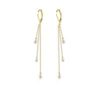 ASH'S CHOICE 925 Sterling Silver Drop Earrings for Women, 14k Gold Plated Small Huggies Hoop Earrings with Drop Teardrop Zirconia Chains Tassel Dangle Long Drop Threading Earrings for Women Lady