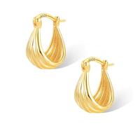 ASH'S CHOICE Chunky Hoop Earring for Women, 14K Gold Oval Hoop Earrings 925 Sterling Silver Small Cartilage Huggie Hoop Earring Elegant Lightweight Thick Water Drop Oval Hoop Earrings for Women