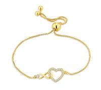 ASH'S CHOICE Gold Bracelets for Women Ladies, 14K Gold Plated Adjustable Slide Bracelet Infinity Love Heart Bracelet with Zirconia Friendship BraceletGold Chain Valentine's Mothers Day