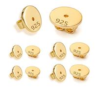 ASH'S CHOICE Gold Earring Backs, 4Pairs 925 Sterling Silver Earring Backs Replacements for Earrings Studs Posts 14K Gold Pierced Secure Backings Safety Locking Butterfly Earrring Stoppers Women Girls