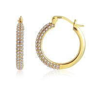 ASH'S CHOICE Gold Hoop Earrings, 925 Sterling Silver Gold Hoop Earrings Women,14K Gold Plated Cubic Zirconia Diamond Crystal Rhinestone Hoops Earrings, Cartilage Huggie Hoop Earrings Women Girl