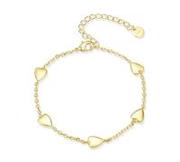 ASH'S CHOICE Silver Bracelet for Women Lady 14K Goldplated Charm Bracelets | Adjustable Bracelets with Heart Round Pendant Ball Zirconia Sparkle Friendship Charm Bracelets for Women Lady Jewelry Gift