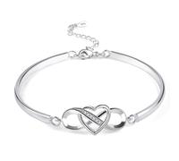 ASH'S CHOICE Silver/Gold Infinity Love Heart Bangles Bracelets for Women | Infinity Love Heart Bangles Sparkle Cuff Bangle Slider Adjustable Bracelets for Women Lady Mom Day Christmas Jewelry Gifts