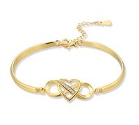 ASH'S CHOICE Silver/Gold Infinity Love Heart Bangles Bracelets for Women | Infinity Love Heart Bangles Sparkle Cuff Bangle Slider Adjustable Bracelets for Women Lady Mom Day Christmas Jewelry Gifts