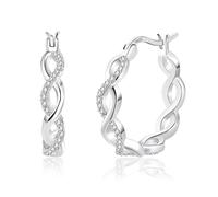 ASH'S CHOICE Silver Hoop Earrings for Women, 925 Sterling Silver Small Hoop Earring mit AAA+ Zircon Shiny Diamond Rhinestone Earring Silver Twist Hoop Earring Small Cartilage Huggies Hoop Earrings