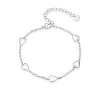 ASH'S CHOICE Sterling Silver Heart Bracelet for Women, Hypoallergenic Slider Adjustable with Sparkle