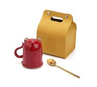 ASHSDI Afternoon Tea Cup Creative Cat Mug Ceramic Coffee Mug Set with Spoon and Lid Gift Box with Cute Mug Multifunctional Espresso Cup Cappuccino Cup(Rosso)