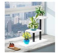 ASHSDI Corner Plant Holder - Square Desktop Succulent Stand, Metal Tabletop/Window Sill Shelf, Cute Flower Display Rack (Black)