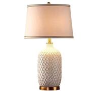 ASHSDI Desk Lamps for Reading Ceramic Table Lamp Modern Nightstand Lamp Fabric Lampshade Desk Lamp Bedside Lamp Eye Protection Lamps for Living Room (Color : Push Button Switch)